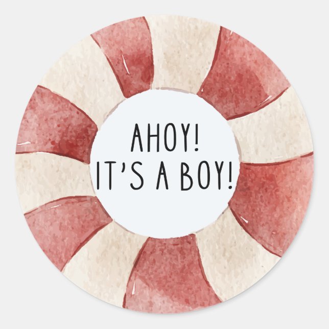 Ahoy its a boy blue Sailboat  baby shower thankyou Classic Round Sticker (Front)