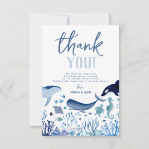 Ahoy It's a Boy Blue Under the Sea Baby Shower Thank You Card