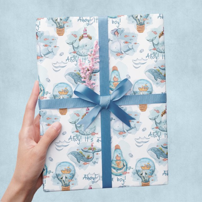 Ahoy It's A Boy Cute Whale Baby Shower Wrapping Paper (Ahoy It's A Boy Cute Whale Baby Shower Wrapping Paper
)