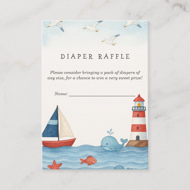 Ahoy It's a Boy Diaper Raffle Enclosure Card (Front)