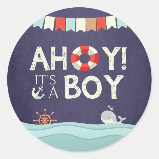 round inch 3 stickers printable A Ahoy It's   seal Envelope Boy Zazzle.com.au Nautical sticker