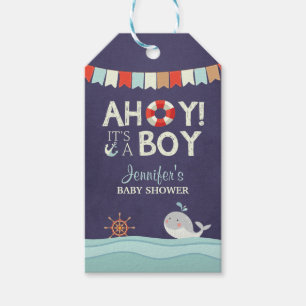 Ahoy it's a boy Favour tags Nautical Ocean Whale