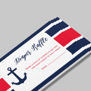 Ahoy It's A Boy Nautical Baby Shower Diaper Raffle Enclosure Card