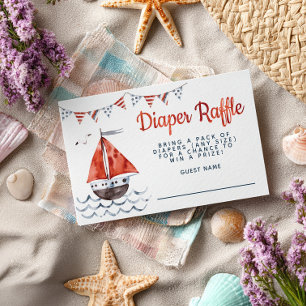 Ahoy It's A Boy Nautical Baby Shower Diaper Raffle Enclosure Card