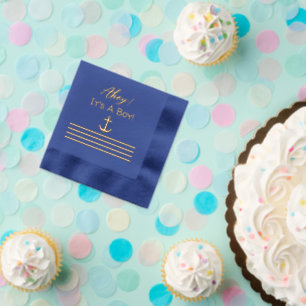 Ahoy It's A Boy! Nautical Baby Shower Foil Napkins