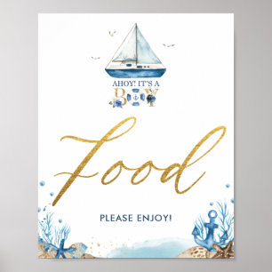 Ahoy It's a Boy Nautical Baby Shower Food Sign
