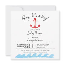 Ahoy Its a boy. Nautical baby shower Invitation