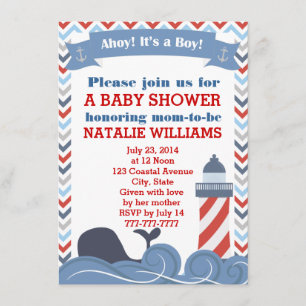 Ahoy Its a Boy Nautical Baby Shower Invitation