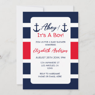 Ahoy It's A Boy! Nautical Baby Shower Invitation