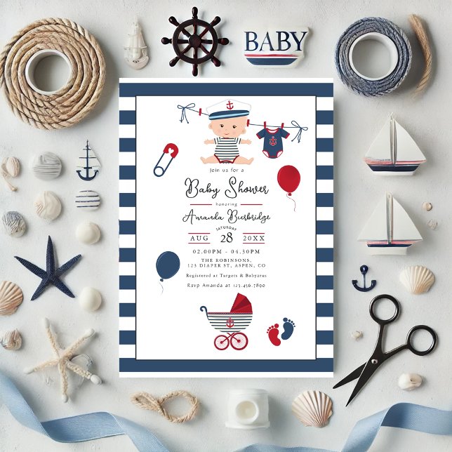 Ahoy it's a Boy! Nautical Baby Shower Invitation (Ahoy it's a Boy! Nautical Baby Shower Invitation)