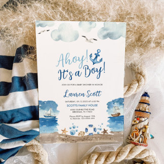 Ahoy It's a Boy | Nautical Baby Shower Invitation