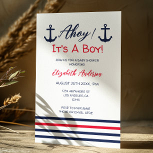 Ahoy It's A Boy! Nautical Baby Shower Invitation