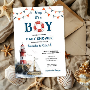 Ahoy It's a Boy Nautical Baby Shower Invitation