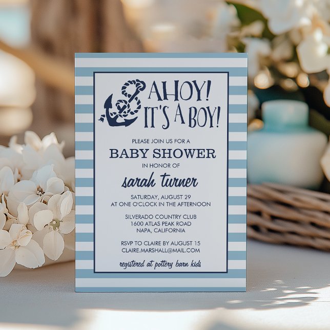 Ahoy, It's a Boy! Nautical Baby Shower Invitation (Creator Uploaded)
