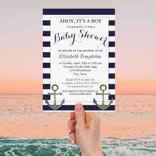 Ahoy It's a Boy Nautical Baby Shower Invitations