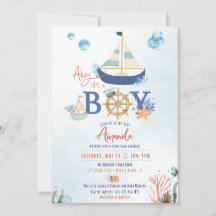 Ahoy It's a Boy Nautical Baby Shower Invite