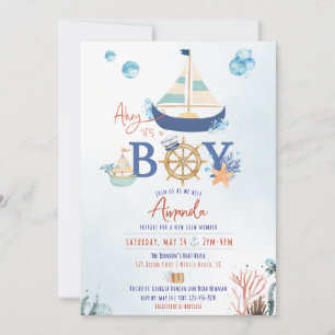 Ahoy It's a Boy Nautical Baby Shower Invite