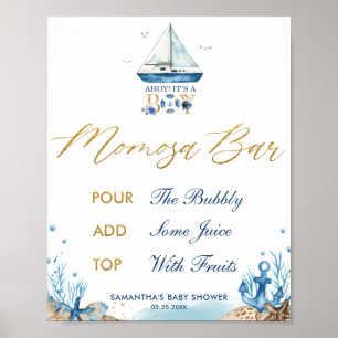 Ahoy It's a Boy Nautical Baby Shower Momosa Bar  Poster