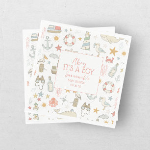 Ahoy It's A Boy Nautical Baby Shower Napkin
