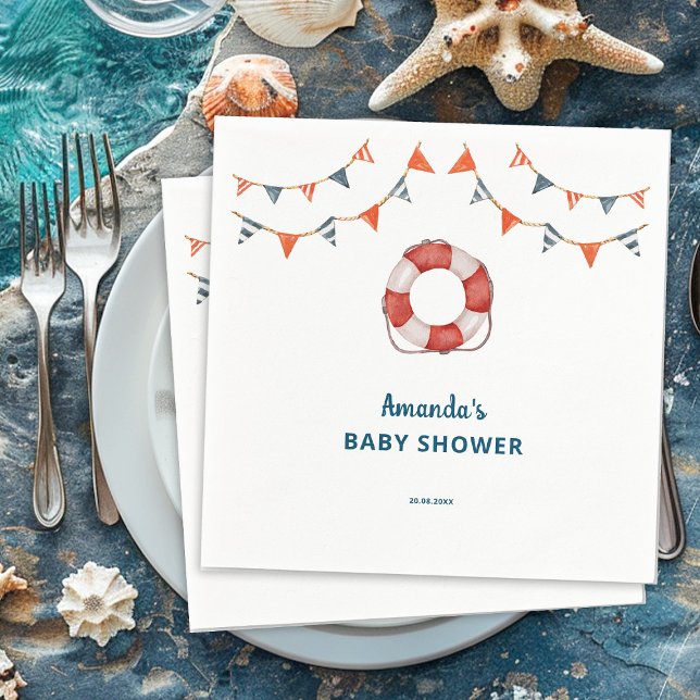 Ahoy It's a Boy Nautical Baby Shower Napkin (Creator Uploaded)