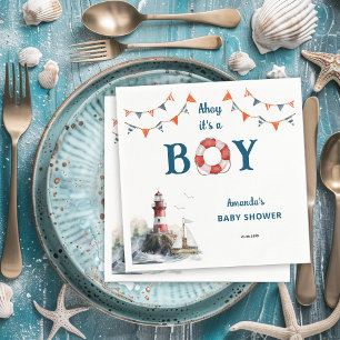 Ahoy It's a Boy Nautical Baby Shower Napkin