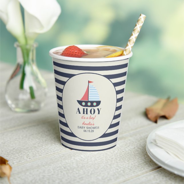 Ahoy It's a Boy Nautical Baby Shower Paper Cups  (Insitu)