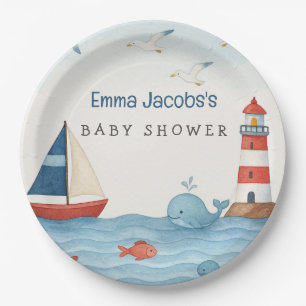 Ahoy It's a Boy Nautical Baby Shower Paper Plate