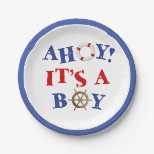 Ahoy! It's a Boy! Nautical Baby Shower Paper Plate