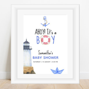 Ahoy It's A Boy! Nautical Baby Shower Poster