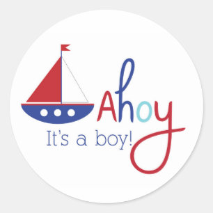 Ahoy its a boy! Nautical baby shower sticker