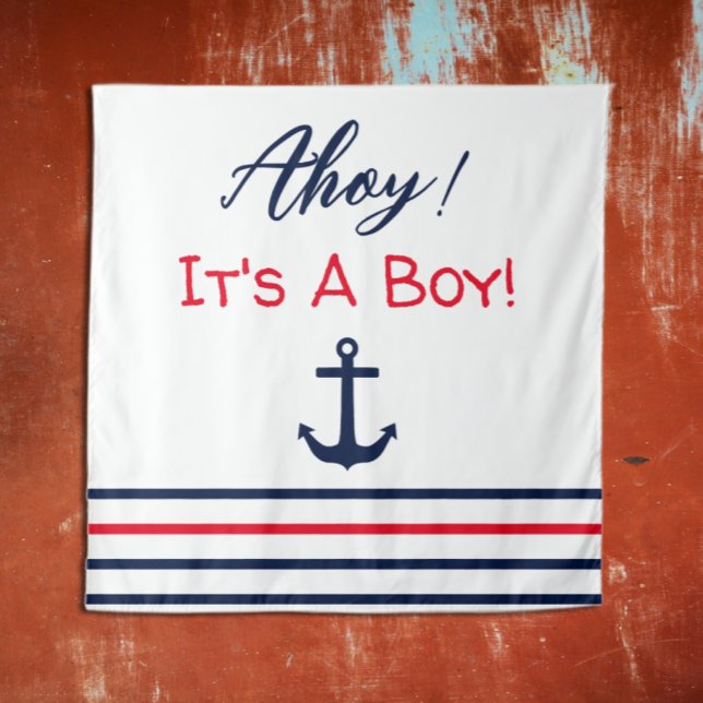 Ahoy It's A Boy! Nautical Baby Shower Tapestry (Creator Uploaded)