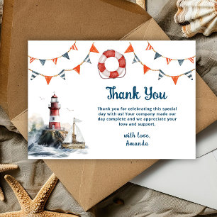 Ahoy It's a Boy Nautical Baby Shower Thank You Card