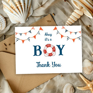 Ahoy It's a Boy Nautical Baby Shower Thank You Card