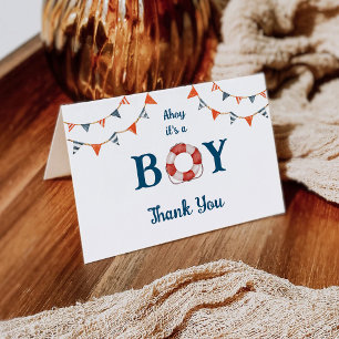 Ahoy It's a Boy Nautical Baby Shower Thank You Card