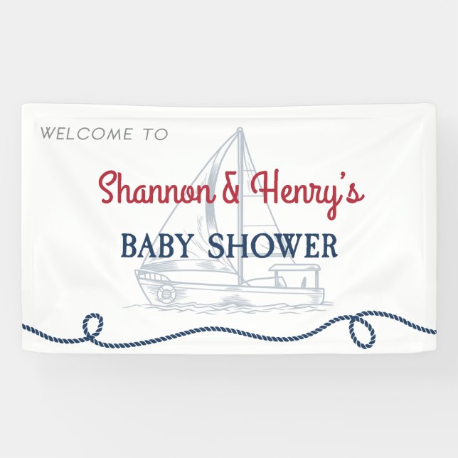 Ahoy It's a Boy Nautical Baby Shower Welcome Banner (Horizontal)