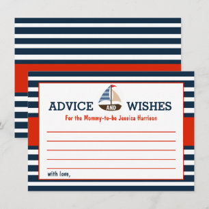 Ahoy It's A Boy! Nautical Boat Baby Shower Advice Card