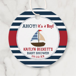 Ahoy It's A Boy! Nautical Boat Baby Shower Favour Tags