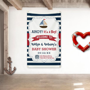 Ahoy It's A Boy! Nautical Boat Baby Shower Welcome Banner