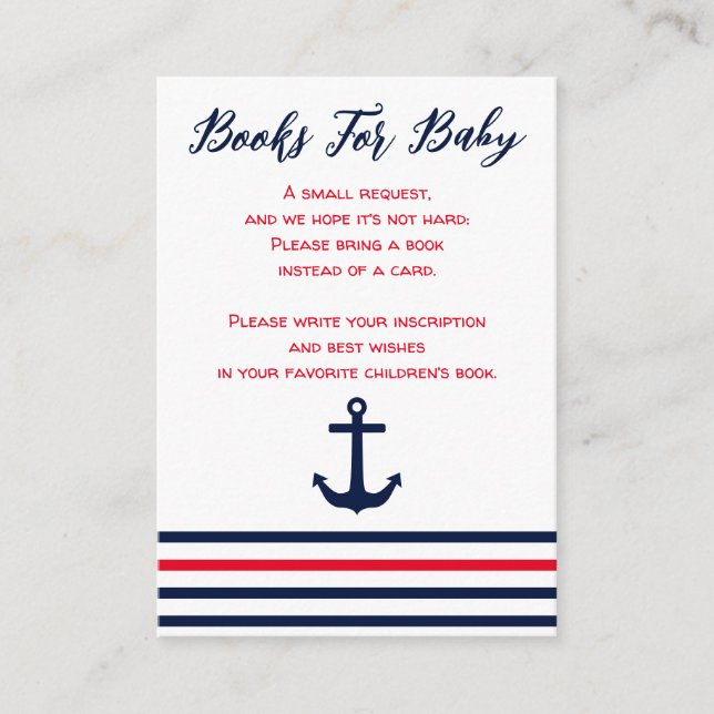 Ahoy It's A Boy Nautical Books For Baby Enclosure Card (Front)