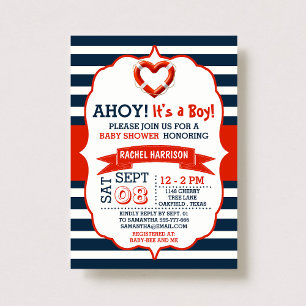 Ahoy It's A Boy! Nautical Buoy Baby Shower Invites