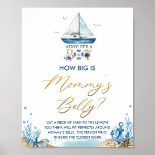 Ahoy It's a Boy Nautical How Big is Mummy's Belly Poster