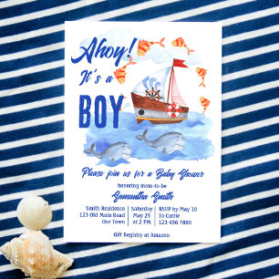 Ahoy it's a boy nautical marine baby shower invitation