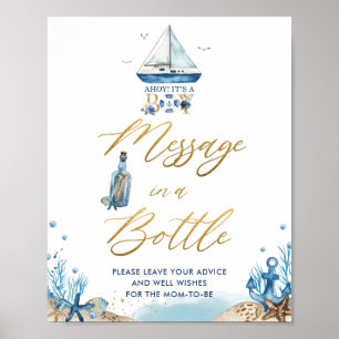Ahoy It's a Boy Nautical Message in a Bottle Sign