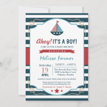 Ahoy It's A Boy!  Nautical Navy & Red Baby Shower