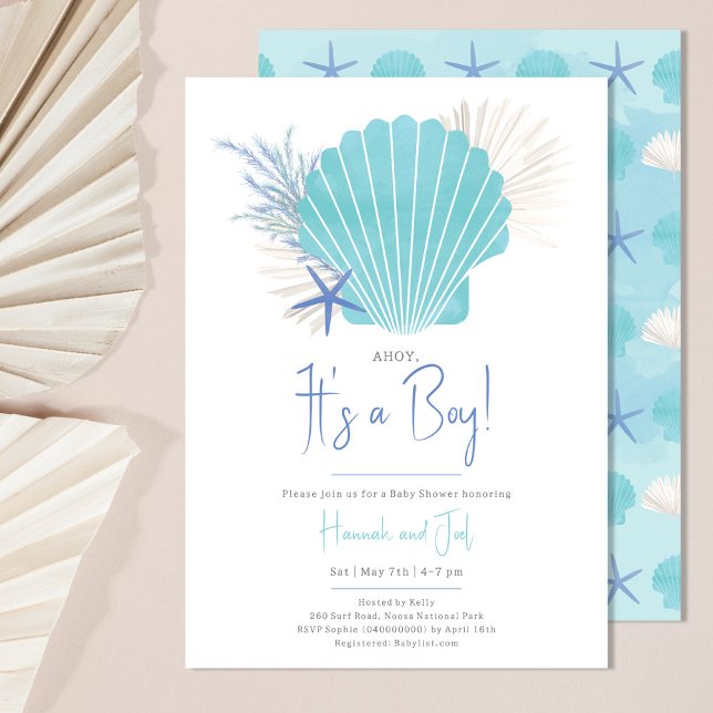 Ahoy Its a boy Nautical Ocean Boy Baby Shower Invitation (Creator Uploaded)