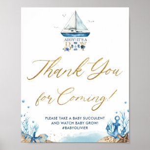 Ahoy It's a Boy Nautical Thank You for Coming Sign