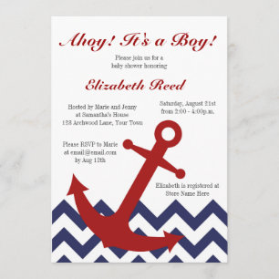 Ahoy! It's a Boy! Nautical Theme Baby Shower Invitation