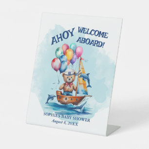 Ahoy Its A Boy Nautical Welcome Aboard Pedestal Sign
