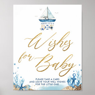 Ahoy It's a Boy Nautical Well Wishes for Baby Sign
