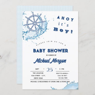Ahoy It's A Boy,Nautical Wheel Invitation